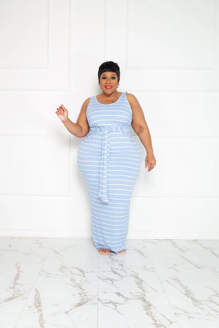 Curvaceous Boutique Blue Stripe Tie Tank Dress 3 Curvaceous Boutique Blue Stripe Tie Tank Dress