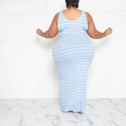Curvaceous Boutique Blue Stripe Tie Tank Dress 5 Curvaceous Boutique Blue Stripe Tie Tank Dress
