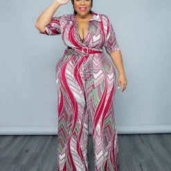 Curvaceous Boutique JUMPSUITS Burgundy Along These Lines Jumpsuit