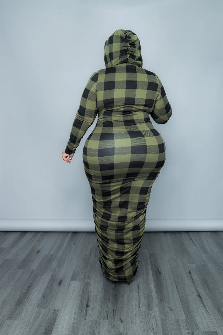 Curvaceous Boutique Green Plaid Hoodie Dress 5 Curvaceous Boutique Green Plaid Hoodie Dress