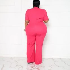 Curvaceous Boutique NEW Pink Destinee Bow Jumpsuit