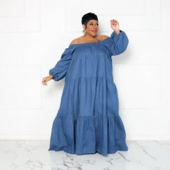 Curvaceous Boutique NEW Denim Smock Swing Dress