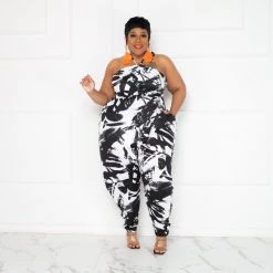 Curvaceous Boutique Onika Halter Jumpsuit NEW