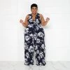 Curvaceous Boutique NEW Navy Floral Halter Jumpsuit