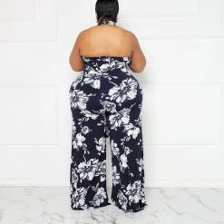 Curvaceous Boutique NEW Navy Floral Halter Jumpsuit 5 Curvaceous Boutique NEW Navy Floral Halter Jumpsuit