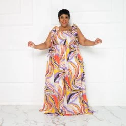 Curvaceous Boutique Odyssey Print Maxi Dress NEW