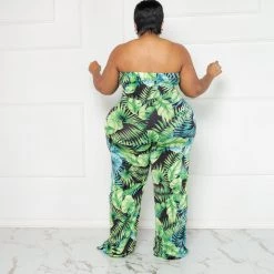 Curvaceous Boutique NEW Green Palms Getaway Jumpsuit