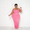Curvaceous Boutique Pink Shirred Maxi Dress NEW 1 Curvaceous Boutique Pink Shirred Maxi Dress NEW