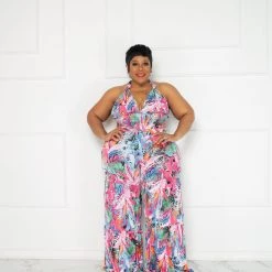 Curvaceous Boutique Pink Cha Cha Jumpsuit NEW