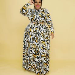 Curvaceous Boutique SALE Mustard Print Skirt Set