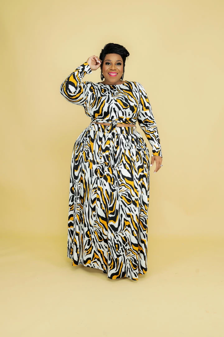 Curvaceous Boutique SALE Mustard Print Skirt Set 3 Curvaceous Boutique SALE Mustard Print Skirt Set