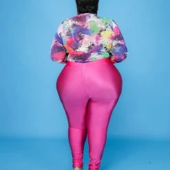 Curvaceous Boutique Pink Shiny Leggings