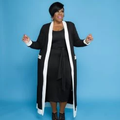 Curvaceous Boutique Black Megan Duster Set