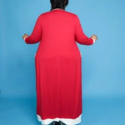 Curvaceous Boutique Red Megan Duster Set