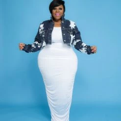 Curvaceous Boutique NEW White Shirred Maxi Dress