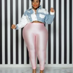 Curvaceous Boutique Patched Cropped Denim Jacket