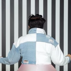 Curvaceous Boutique Patched Cropped Denim Jacket