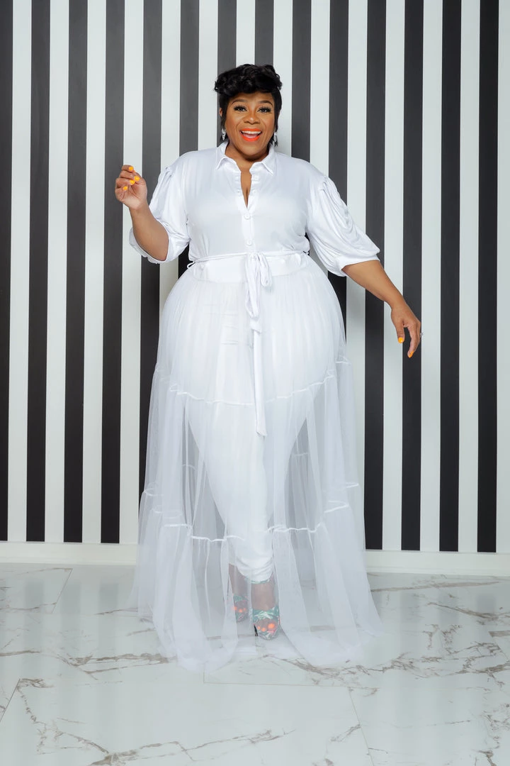 Curvaceous Boutique White Bishop Tulle Maxi Top 3 Curvaceous Boutique White Bishop Tulle Maxi Top