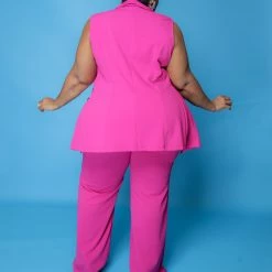 Curvaceous Boutique Pink Perfectly Suited Set NEW