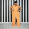 Curvaceous Boutique Orange Caylee Belt Jumpsuit JUMPSUITS