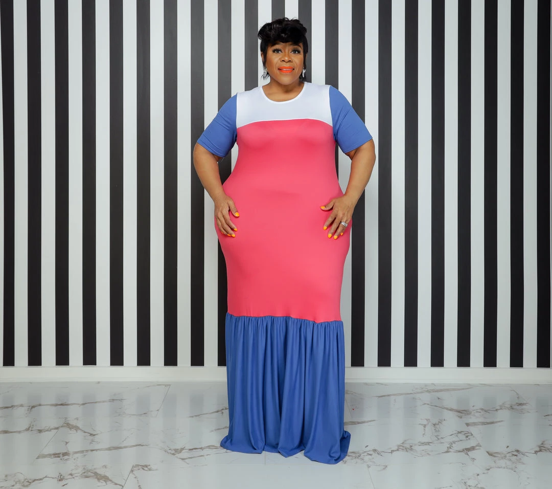 Curvaceous Boutique Pink On Trend Color-Block Dress 3 Curvaceous Boutique Pink On Trend Color-Block Dress