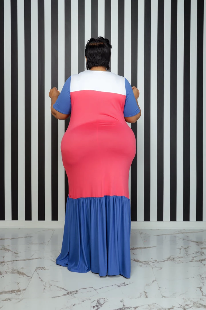 Curvaceous Boutique Pink On Trend Color-Block Dress 4 Curvaceous Boutique Pink On Trend Color-Block Dress