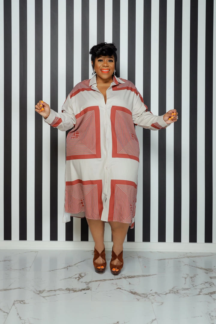 Curvaceous Boutique NEW Rust Square Lines Tunic 3 Curvaceous Boutique NEW Rust Square Lines Tunic