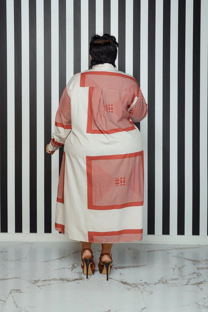 Curvaceous Boutique NEW Rust Square Lines Tunic 4 Curvaceous Boutique NEW Rust Square Lines Tunic