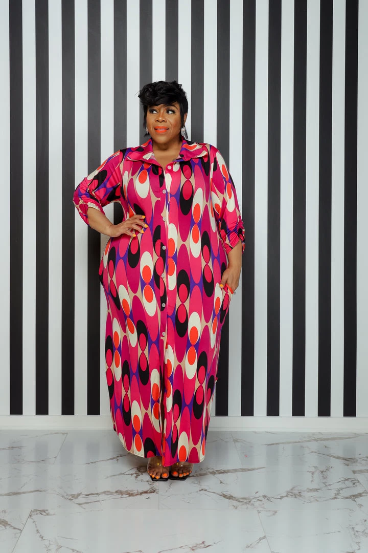 Curvaceous Boutique NEW Pink Foliage Print Dress 3 Curvaceous Boutique NEW Pink Foliage Print Dress