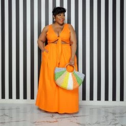 Curvaceous Boutique NEW Orange Y-Not Skirt Set