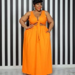 Curvaceous Boutique NEW Orange Y-Not Skirt Set
