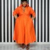 Curvaceous Boutique NEW Orange Button Flare Dress 2 Curvaceous Boutique NEW Orange Button Flare Dress