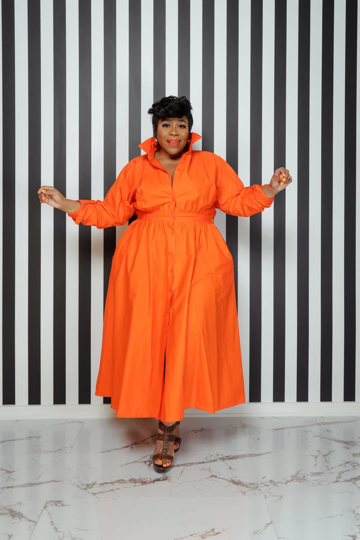 Curvaceous Boutique NEW Orange Button Flare Dress 4 Curvaceous Boutique NEW Orange Button Flare Dress