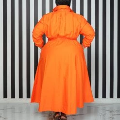 Curvaceous Boutique NEW Orange Button Flare Dress 7 Curvaceous Boutique NEW Orange Button Flare Dress