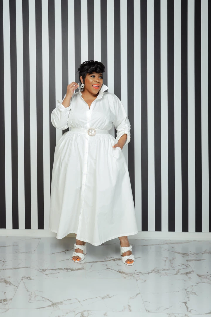 Curvaceous Boutique NEW Off White Button Flare Dress 3 Curvaceous Boutique NEW Off White Button Flare Dress