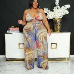 Curvaceous Boutique Yellow Palm Beach Pant Set NEW