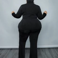 Curvaceous Boutique Black Button Pant Set SETS