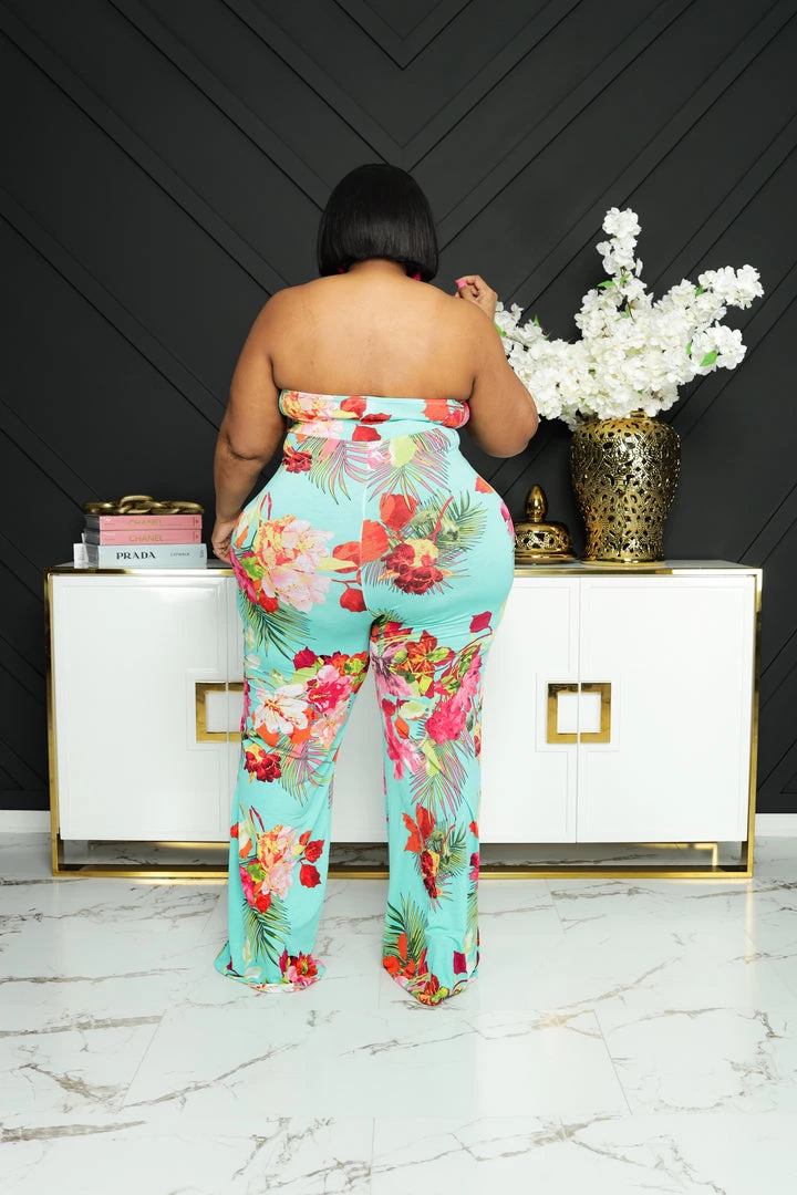 Curvaceous Boutique Teal& Pink Tube Tie Jumpsuit 5 Curvaceous Boutique Teal& Pink Tube Tie Jumpsuit