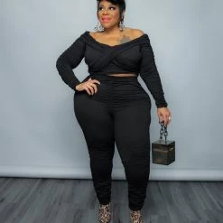 Curvaceous Boutique SETS Black Ruche Hour Set