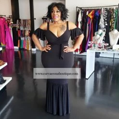 Curvaceous Boutique NEW Black Alice Gathered Hem Dress