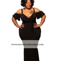 Curvaceous Boutique NEW Black Alice Gathered Hem Dress