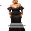 Curvaceous Boutique DRESSES Black Angel Ruffle Rear Gown