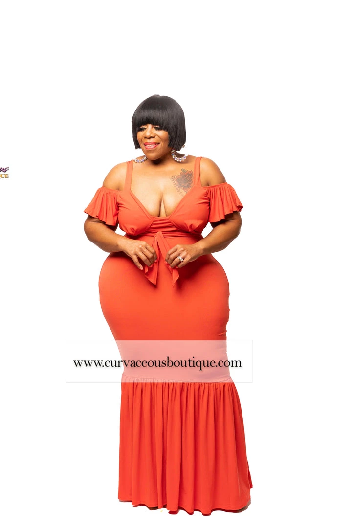 Curvaceous Boutique Orange Alice Gathered Hem Dress NEW 3 Curvaceous Boutique Orange Alice Gathered Hem Dress NEW