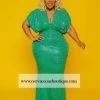 Curvaceous Boutique Green Dream Metallic Gown