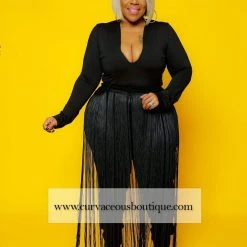 Curvaceous Boutique Black Western Tassel Jeans