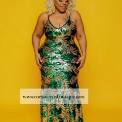 New Arrivals Addison Leaf Sequin Gown