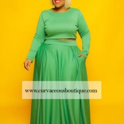 Curvaceous Boutique SALE Green LaShae Skirt Set