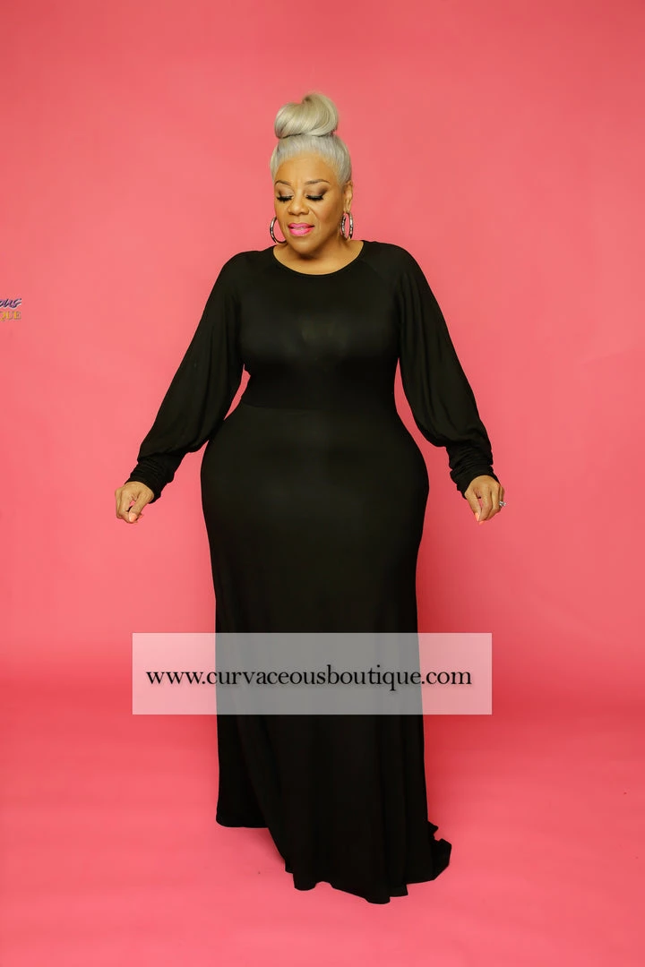 Curvaceous Boutique DRESSES Black Halo Puff Sleeve Dress 4 Curvaceous Boutique DRESSES Black Halo Puff Sleeve Dress