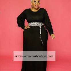 Curvaceous Boutique DRESSES Black Halo Puff Sleeve Dress  
