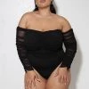Curvaceous Boutique Black Mesh Ruched Bodysuit TOPS 2 Curvaceous Boutique Black Mesh Ruched Bodysuit TOPS